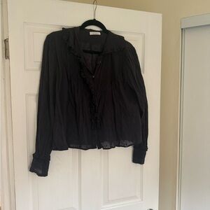 Doen Black Ruffled Blouse